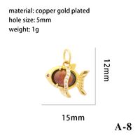 Modern Style Heart Shape Fish Copper Plating Inlay Crystal Zircon 14k Gold Plated Charms Jewelry Accessories sku image 12