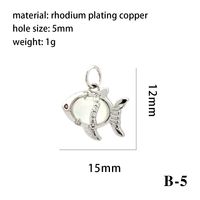Modern Style Heart Shape Fish Copper Plating Inlay Crystal Zircon 14k Gold Plated Charms Jewelry Accessories sku image 13