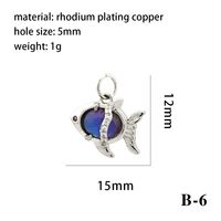 Modern Style Heart Shape Fish Copper Plating Inlay Crystal Zircon 14k Gold Plated Charms Jewelry Accessories sku image 14