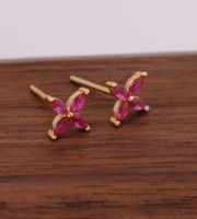 1 Pair Simple Style Flower Plating Inlay Sterling Silver Zircon White Gold Plated Ear Studs sku image 1