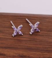 1 Pair Simple Style Flower Plating Inlay Sterling Silver Zircon White Gold Plated Ear Studs sku image 3