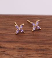 1 Pair Simple Style Flower Plating Inlay Sterling Silver Zircon White Gold Plated Ear Studs sku image 4