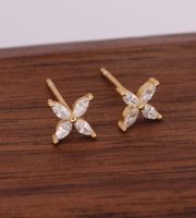 1 Pair Simple Style Flower Plating Inlay Sterling Silver Zircon White Gold Plated Ear Studs sku image 7