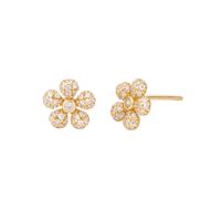 1 Paire Style Simple Fleur Placage Incruster Argent Sterling Zircon Or Blanc Plaqué Boucles D'oreilles main image 4