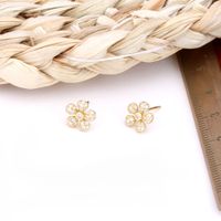 1 Pair Simple Style Flower Plating Inlay Sterling Silver Zircon White Gold Plated Ear Studs main image 1