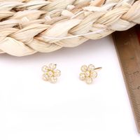 1 Pair Simple Style Flower Plating Inlay Sterling Silver Zircon White Gold Plated Ear Studs main image 5