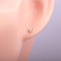 1 Pair Simple Style Flower Epoxy Plating Sterling Silver White Gold Plated Gold Plated Ear Studs main image 1