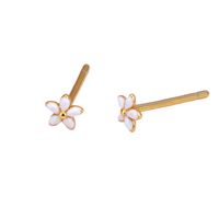 1 Pair Simple Style Flower Epoxy Plating Sterling Silver White Gold Plated Gold Plated Ear Studs sku image 2