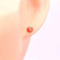 1 Pair Simple Style Peach Epoxy Sterling Silver Ear Studs main image 1