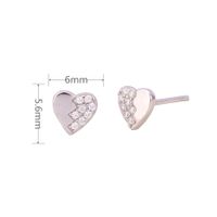 1 Pair Simple Style Heart Shape Inlay Sterling Silver Zircon Ear Studs main image 4