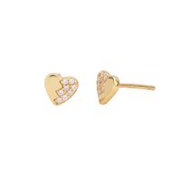 1 Pair Simple Style Heart Shape Inlay Sterling Silver Zircon Ear Studs sku image 2