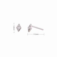 1 Pair Simple Style Rhombus Inlay Sterling Silver Artificial Diamond Ear Studs sku image 1