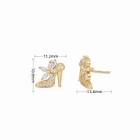 1 Pair Lady High Heel Inlay Sterling Silver Artificial Diamond Ear Studs sku image 2