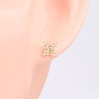 1 Pair Elegant Four Leaf Clover Plating Inlay Sterling Silver Zircon Ear Studs main image 3