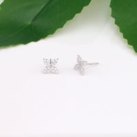 1 Pair Elegant Four Leaf Clover Plating Inlay Sterling Silver Zircon Ear Studs main image 5