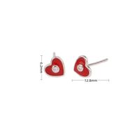 1 Pair Sweet Heart Shape Plating Inlay Sterling Silver Zircon Ear Studs sku image 1