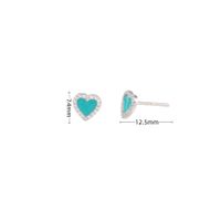 1 Pair Cute Heart Shape Enamel Plating Inlay Sterling Silver Zircon Ear Studs sku image 1