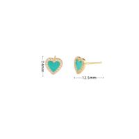 1 Pair Cute Heart Shape Enamel Plating Inlay Sterling Silver Zircon Ear Studs sku image 2