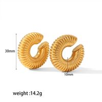1 Pair Retro C Shape Polishing Plating Stainless Steel 18K Gold Plated Ear Cuffs sku image 5