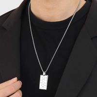Stainless Steel 18K Gold Plated Casual Simple Style Plating Inlay Hexagon Rectangle Rhinestones Pendant Necklace main image 4