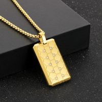 Stainless Steel 18K Gold Plated Casual Simple Style Plating Inlay Hexagon Rectangle Rhinestones Pendant Necklace main image 3