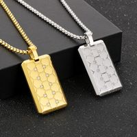 Stainless Steel 18K Gold Plated Casual Simple Style Plating Inlay Hexagon Rectangle Rhinestones Pendant Necklace main image 1