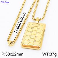 Stainless Steel 18K Gold Plated Casual Simple Style Plating Inlay Hexagon Rectangle Rhinestones Pendant Necklace sku image 2