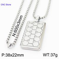 Stainless Steel 18K Gold Plated Casual Simple Style Plating Inlay Hexagon Rectangle Rhinestones Pendant Necklace sku image 1
