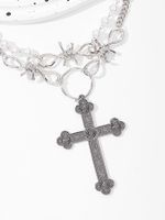 Retro Cross Metal Inlay Artificial Pearls Women's Double Layer Necklaces main image 2