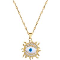 Wholesale IG Style Simple Style Sun Devil'S Eye Titanium Steel Copper Plating Inlay Artificial Gemstones Pendant Necklace main image 4