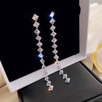 1 Pair Simple Style Waves Polka Dots Plating Inlay Metal Crystal Zircon Silver Plated Drop Earrings main image 6