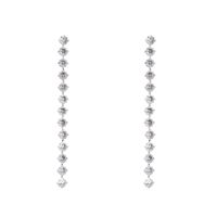 1 Pair Simple Style Waves Polka Dots Plating Inlay Metal Crystal Zircon Silver Plated Drop Earrings main image 2
