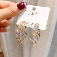 1 Pair Simple Style Solid Color Plating Inlay Iron Ferroalloy Rhinestones Zircon Earrings main image 1