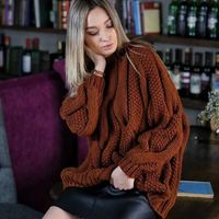 Women's Sweater Long Sleeve Sweaters & Cardigans Warm Casual Solid Color sku image 2