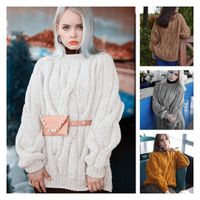 Women's Sweater Long Sleeve Sweaters & Cardigans Warm Casual Solid Color main image 1
