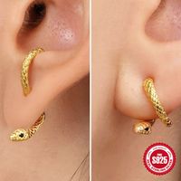 1 Pair Retro Snake Plating Sterling Silver Ear Studs main image 1