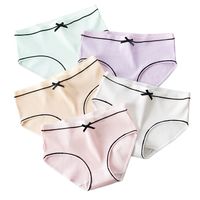 Solid Color Stereotype Comfort Breathable Bowknot Mid Waist Briefs Panties main image 6