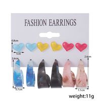 1 Set Retro Heart Shape Inlay Plastic Resin Turquoise Earrings main image 4