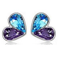 1 Pair Lady Heart Shape Inlay Alloy Crystal Ear Studs sku image 1