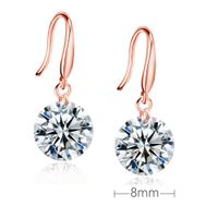 1 Pair Simple Style Round Inlay Copper Zircon Drop Earrings main image 3