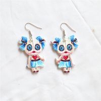 Wholesale Jewelry Funny Cartoon Character Skull Arylic Printing Drop Earrings sku image 9