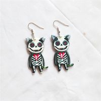 Wholesale Jewelry Funny Cartoon Character Skull Arylic Printing Drop Earrings sku image 4