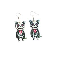 Wholesale Jewelry Funny Cartoon Character Skull Arylic Printing Drop Earrings main image 2