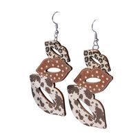 1 Pair Retro Letter Heart Shape Printing Wood Drop Earrings main image 4