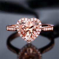 Sweet Heart Shape Copper Plating Inlay Zircon Rose Gold Plated Open Rings sku image 1