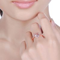 Sweet Heart Shape Copper Plating Inlay Zircon Rose Gold Plated Open Rings main image 5