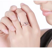 Sweet Heart Shape Copper Plating Inlay Zircon Rose Gold Plated Open Rings main image 4