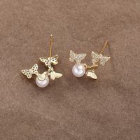 1 Pair Simple Style Butterfly Plating Inlay Copper Zircon Gold Plated Drop Earrings main image 5