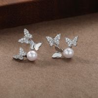 1 Pair Simple Style Butterfly Plating Inlay Copper Zircon Gold Plated Drop Earrings sku image 1