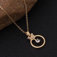 Elegant Butterfly Titanium Steel Copper Plating Inlay Zircon 18k Gold Plated Pendant Necklace main image 5